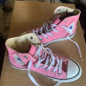 BubbleGum Pink Converse all Star High Top Chuck Taylors - youth size 2/3.5